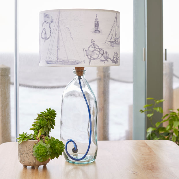 Tall Bottle Recycled Glass Lamp & Cowes Shade