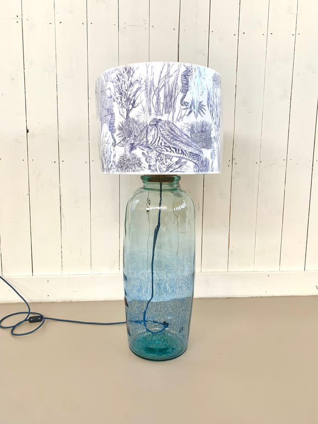 GIANT Ombre Vase Recycle Glass Lamp with Seaview Lampshade