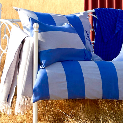 Blue et Bleu - Pair Horizontal Stripe Pillowcases