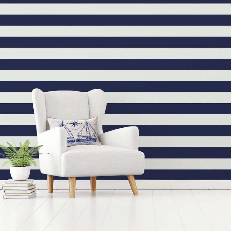 Ink Blue Stripe Wallpaper