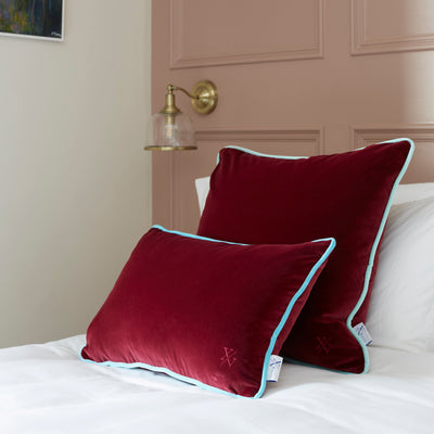 Mulled Wine Red Velvet Oxford Cushion